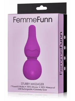 FemmeFunn Stubby Massager Purple - Compact 7-Mode Waterproof Model