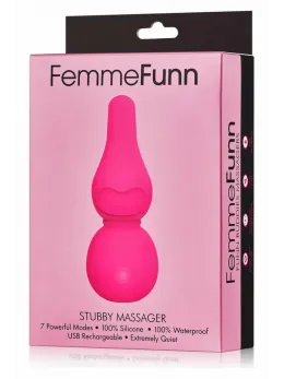 FemmeFunn Stubby Massager Pink - Compact 7-Mode Silicone Device
