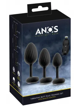 ANOS RC Vibrating Plug Set - 3 Sizes, Waterproof, Silicone, Black