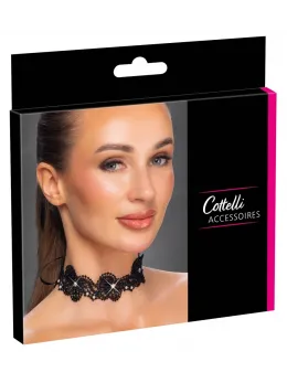 Cottelli ACCESSOIRES Black Lace Choker with Pearls Adjustable S-L