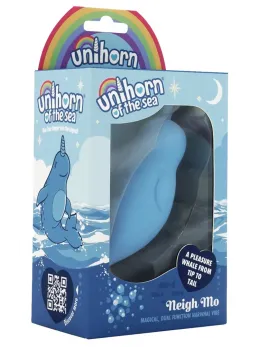 Unihorn Narwhal Dual-Ended Silicone Intimate Device, Blue, 14.3 cm