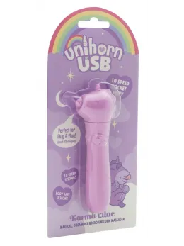 Unihorn USB Karma Lilac Mini Intimate Massager, Soft Silicone, 14.3 cm