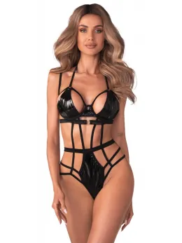 Obsessive Keira Lise Black Strap Body L/XL Adjustable Vinyl Accents
