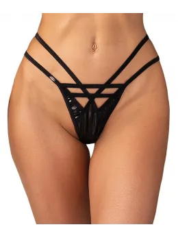Obsessive Keira Lise Black Vinyl Strap String 2XL/3XL, Adjustable Fit