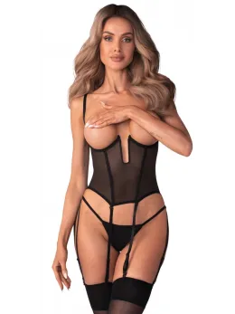 Obsessive Euphori Corset 2XL/3XL Black Mesh Adjustable Design