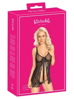 Kissable Babydoll & String Set S/M - Elegant Lace, Adjustable Fit