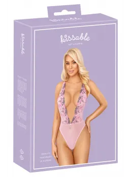 Kissable Embroidered Floral Body S/M Pink Adjustable Straps