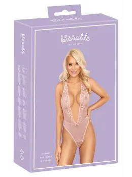 Kissable Body Pink L/XL - Delicate Lace & Powernet Bodysuit