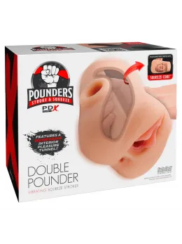 PDX Plus Double Pounder Vibrating Intimate System, Dual Tunnel, 20.5 cm