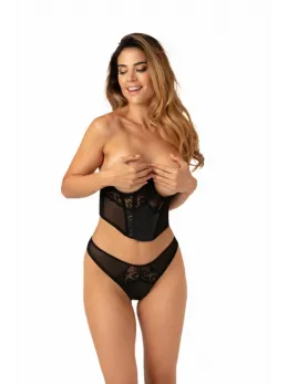 Cottelli Collection Half Corset & Tiara Thong Black Lace S