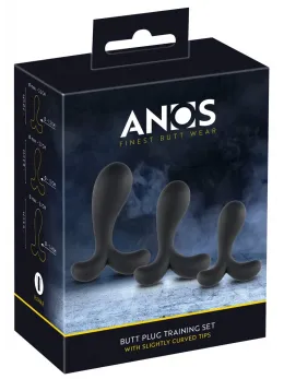 ANOS Silicone Training Set - 3-Piece Anal Trainer with Curved Tips