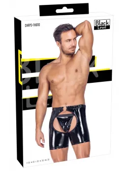 Black Level Vinyl Chaps L - Shiny Black, Open Design, Stretch Fit