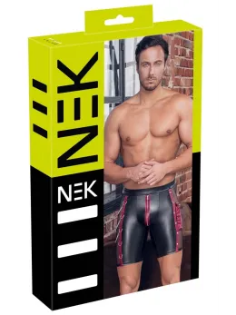 NEK Men's Matte Look Pants L with Red Stripes, Chains & Cargo Pocket