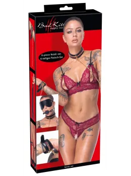 Bad Kitty Premium Chain Bondage Set 6-Piece Black & Gold Adjustable Kit