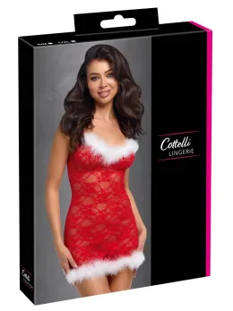X-Mas дантелена нощничка с регулируеми презрамки, червена, L/XL