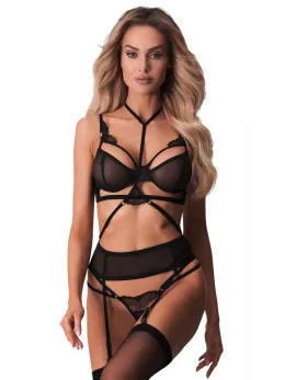 Obsessive Premisis Lingerie Set 2XL/3XL - Lace & Adjustable Straps, Black