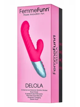 FemmeFunn Delola Pink Dual Density Ribbed Vibrating Device 23.6cm