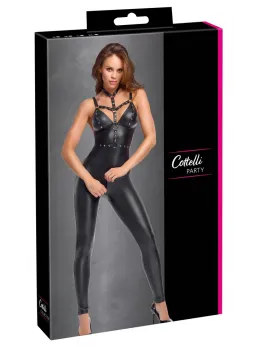Cottelli Party Jumpsuit XL Matte Black with Adjustable Harness