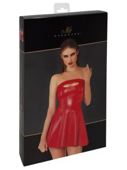 Noir Handmade Powerwetlook Strapless Red Dress, Size L