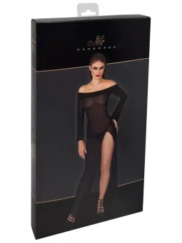 Noir Handmade Long Black Sparkling Transparent Dress M Ankle-Length