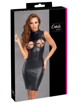 Cottelli Party Dress XL Black Matte, Adjustable Silver Accents