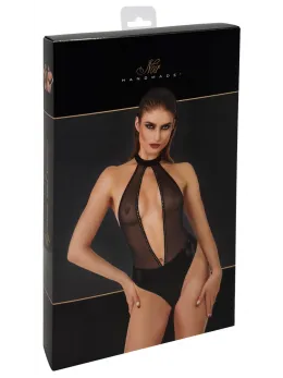 Noir Handmade Body M Powerwetlook & Rhinestone Accents, Black