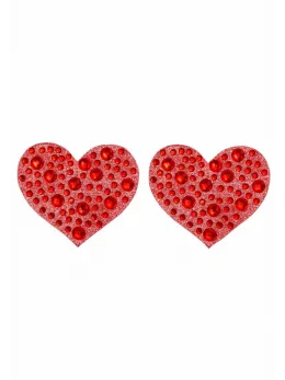 Amore Heart Red Adhesive Covers with Rhinestone Detailing 1 Pair