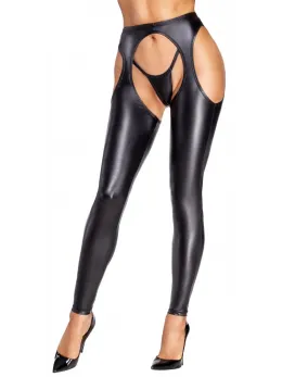Cottelli PARTY Matte Black Chaps & String Set M - Skin-Tight Leggings Style