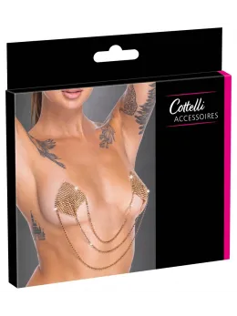 Cottelli Accessoires Gold Square Nipple Stickers with Chains 6.5x6.5cm