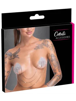 Cottelli Accessoires Silver Decorative Nipple Stickers with Chains 6.5cm