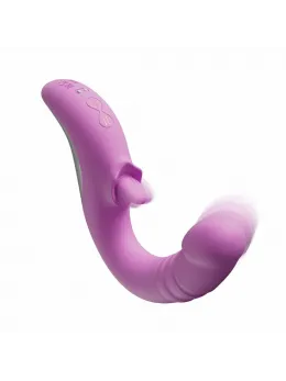 Good Vibes Only Thrusting Tongue Vibrator Pink - Dual Action, 19 Modes
