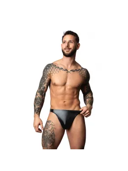 Male Power Liquid Onyx 2.0 Thong L/XL Black High-Shine Comfort Fit
