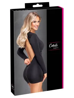 Cottelli PARTY Backless Black Mini Dress with Gold Zipper, Size M