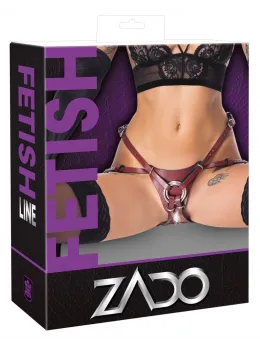 ZADO Leather Harness 2XL Red & Black Adjustable with Metal Accents