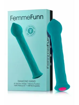 FemmeFunn Diamond Wand Turquoise - Flexible Silicone Vibrator, 21 Modes