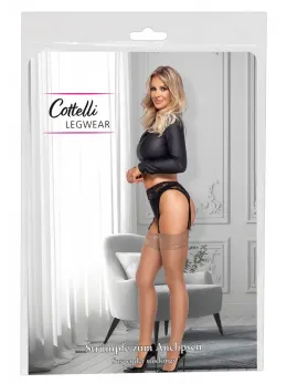 Cottelli LEGWARE Nude Stockings S - 20 Denier, Wide Lace Top