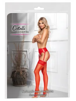 Cottelli LEGWARE Red Stockings XL with Wide Lace Top, 20 Denier