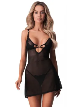 Obsessive Alliane Chemise S/M with Adjustable Straps - Black Set