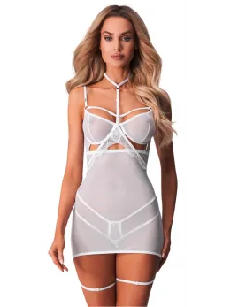 Obsessive Arrowel Chemise White 2XL/3XL Adjustable Lace Design