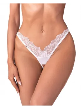 Obsessive Arrowel White Crotchless Thong 2XL/3XL - Lace & Tulle Comfort Fit