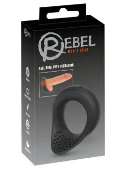 Rebel Vibrating Silicone Performance Ring Black 8.6cm Waterproof USB