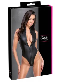 Cottelli Collection Body Matte Black with Rhinestone Zip S