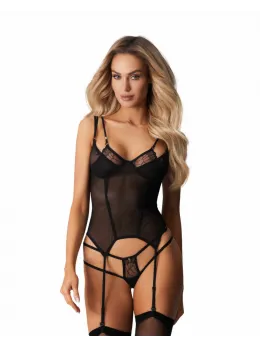 Obsessive Arrowel Corset Black - Sculpting Lingerie with Adjustable Fit L/XL
