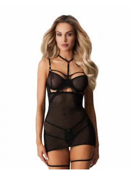 Obsessive Arrowel Chemise Black - Elegant Lace & Sheer Straps Design 2XL/3XL