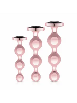 Rosy Gold Metal Plug Set 3 Sizes - Rose Gold, Black Crystal Base