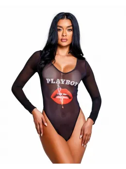 Playboy Lingerie Cover Girl Teddy November - Sheer Black Bodysuit