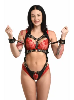 XR Brands Body Harness for Women Black Adjustable Faux Leather