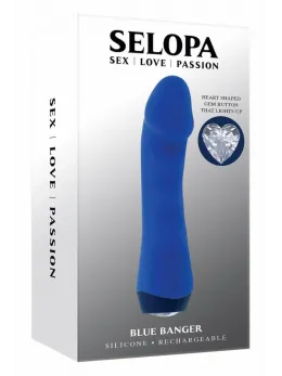 SELOPA Blue Banger Intimate Silicone Vibrator with Gem Control, 13.6 cm
