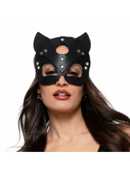 Bedroom Fantasies Kinky Kitty Leather Mask Black Adjustable Fit