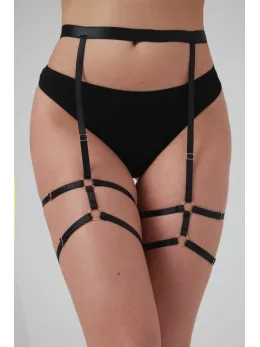 Strappy Blushing Garterbelt Black Adjustable Gold Details Soft Straps